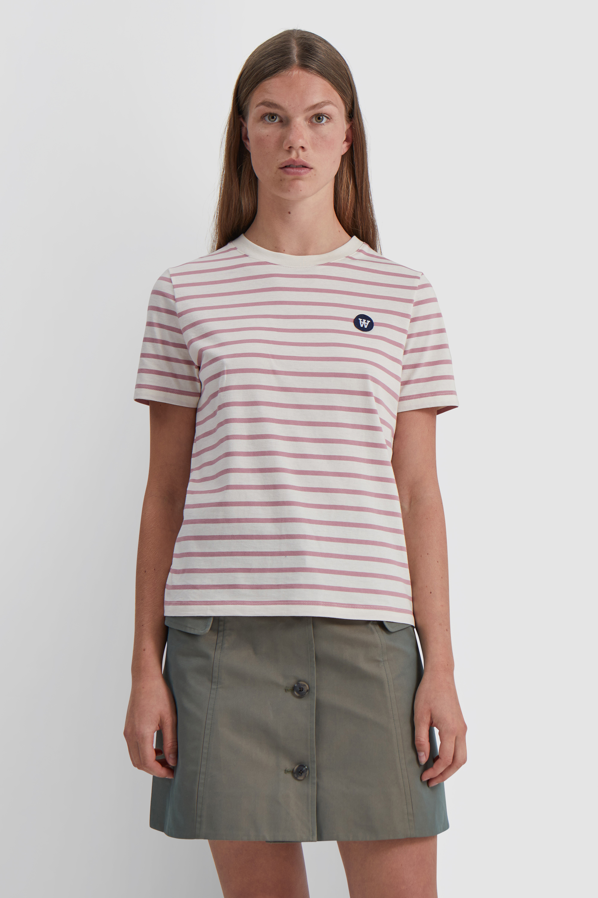 gas Interpretive Melbourne Double A by Wood Wood Mia T-shirt Off-white/rose stripes | WoodWood.com