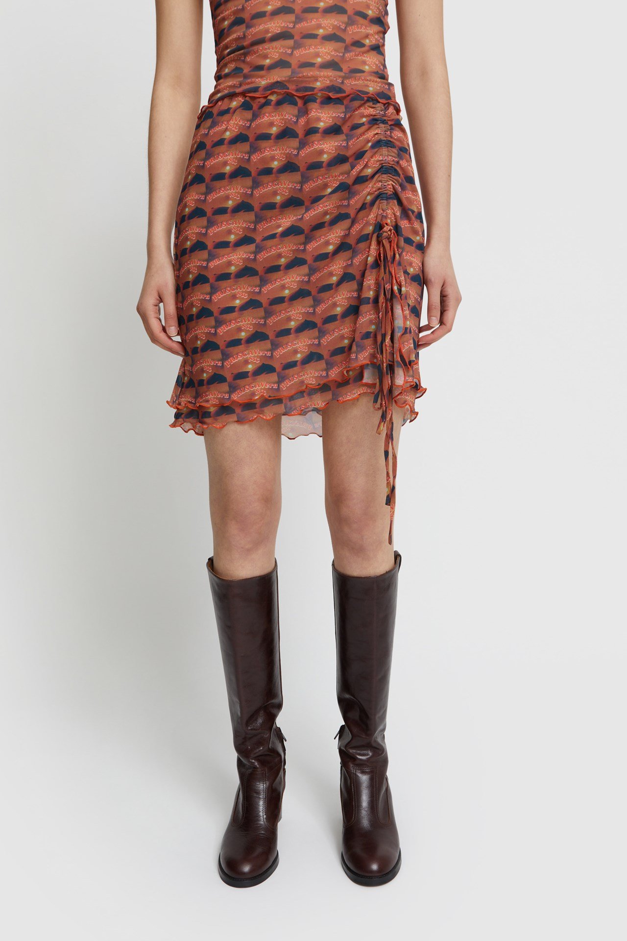 PRISCAVera Mesh Double Layer Mini Skirt Sunset tits su | WoodWood.com