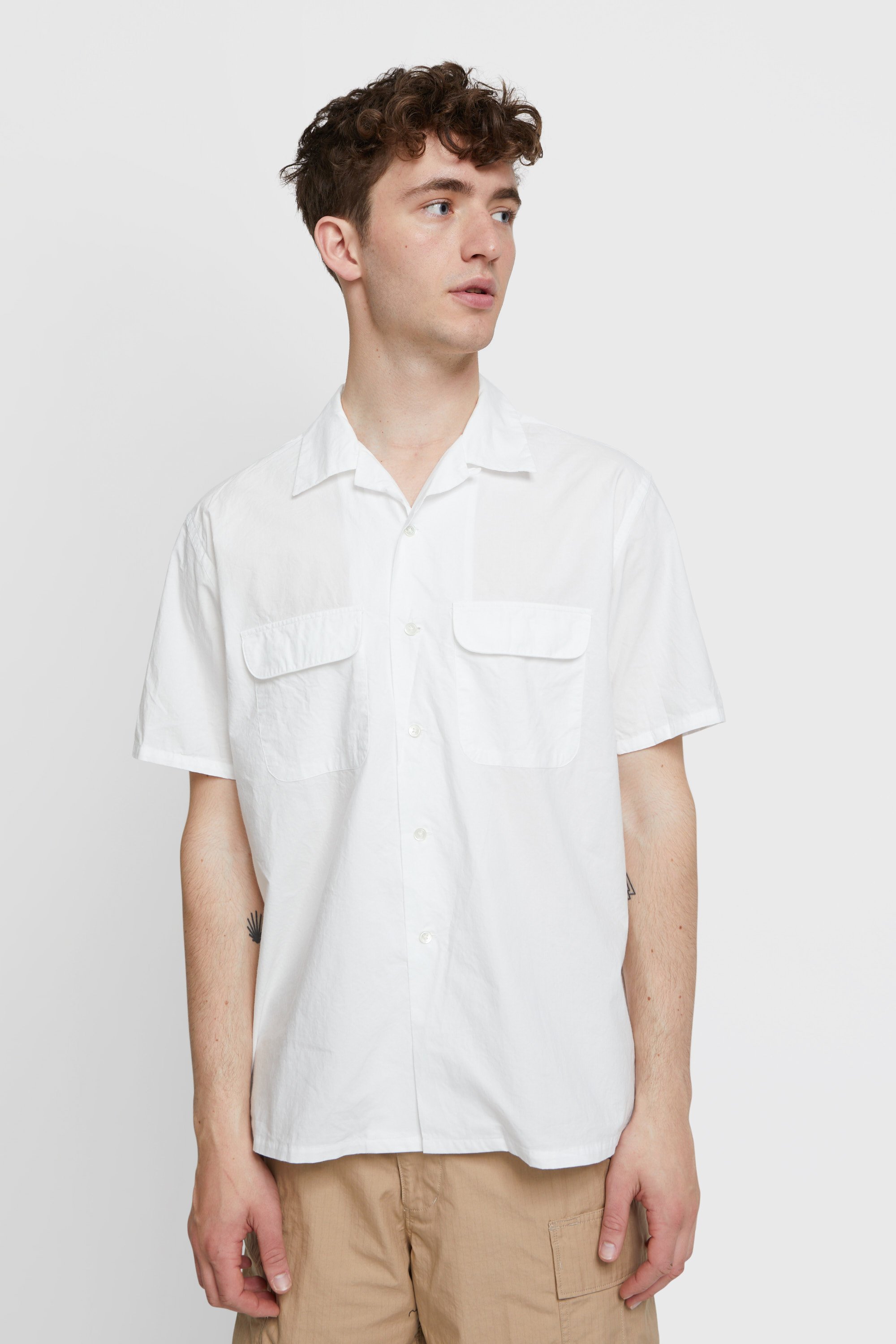 Beams Plus Short Sleeve Open Collar White | WoodWood.com