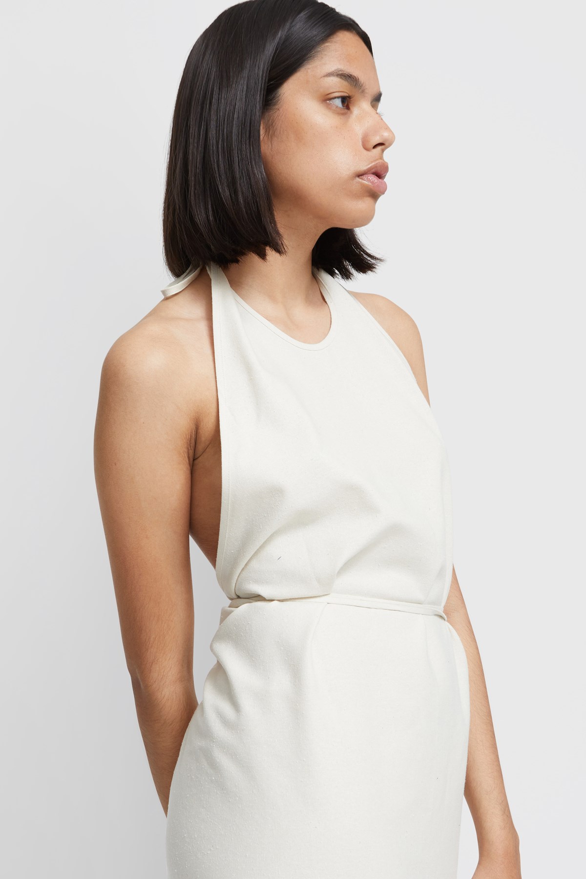 Baserange Apron Dress - Raw Silk Off-white | WoodWood.com