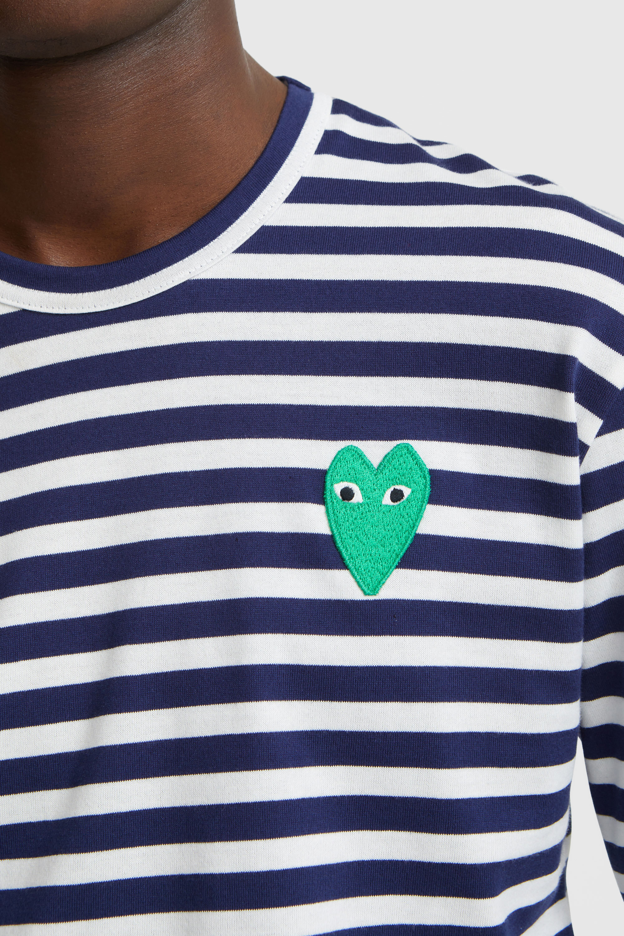Garçons PLAY CDG Play Mens Knit T-shirt navy/white heart) | WoodWood.com
