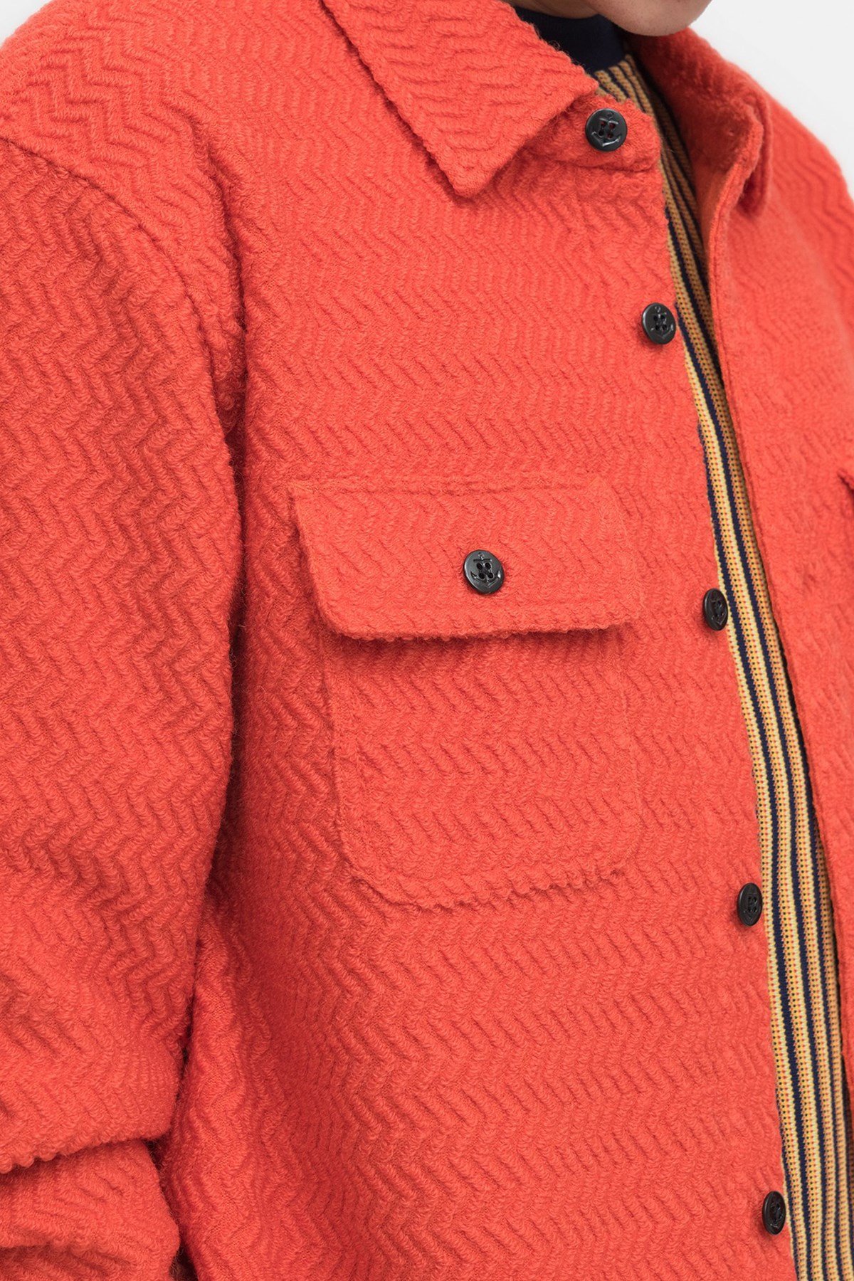 Stussy Textured wool CPO LS Shirt Orange | WoodWood.com