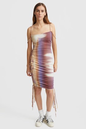 PRISCAVera Ruched Printed Dress