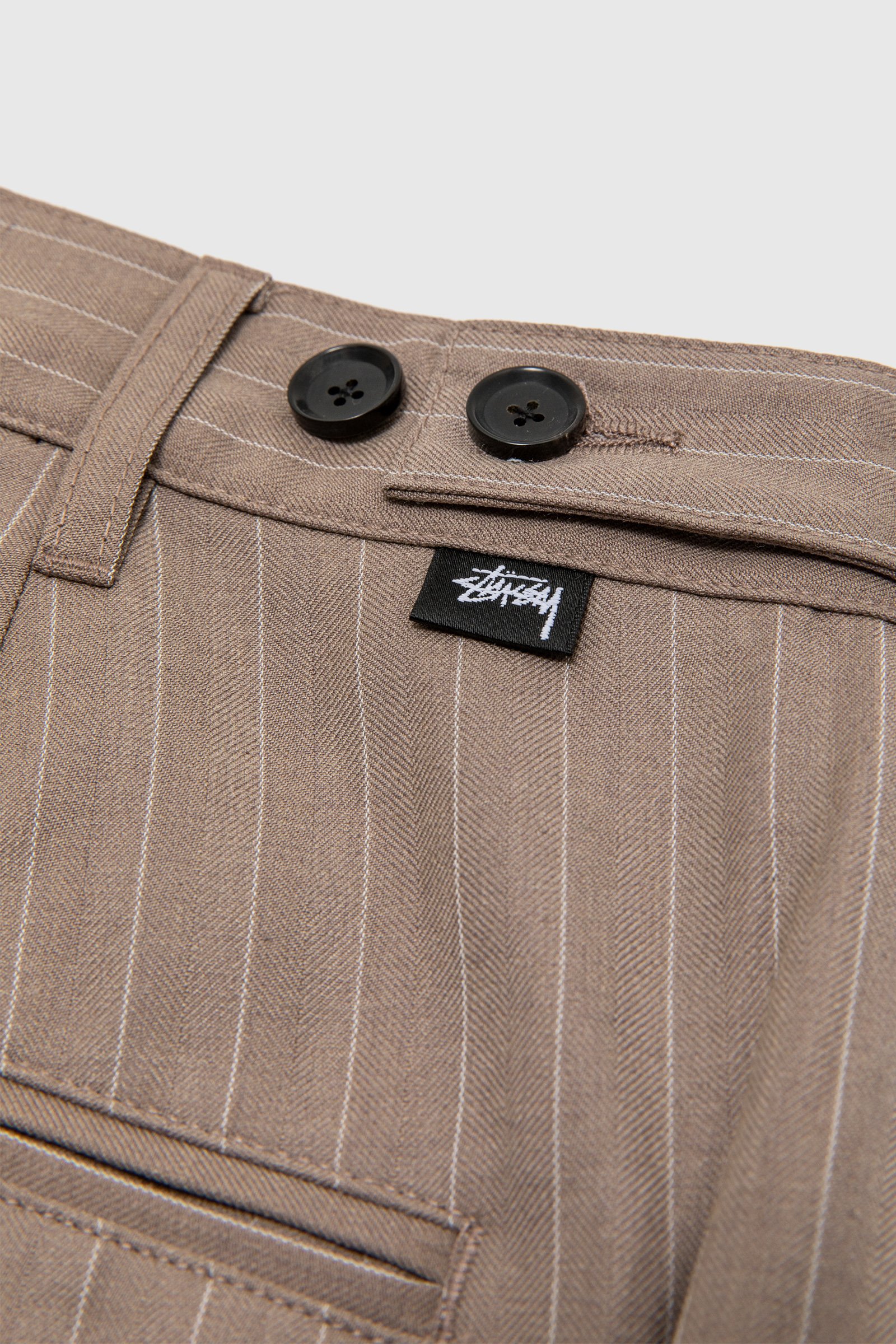 Stüssy Striped Volume Pleated Trouser Ligth Brown | WoodWood.com