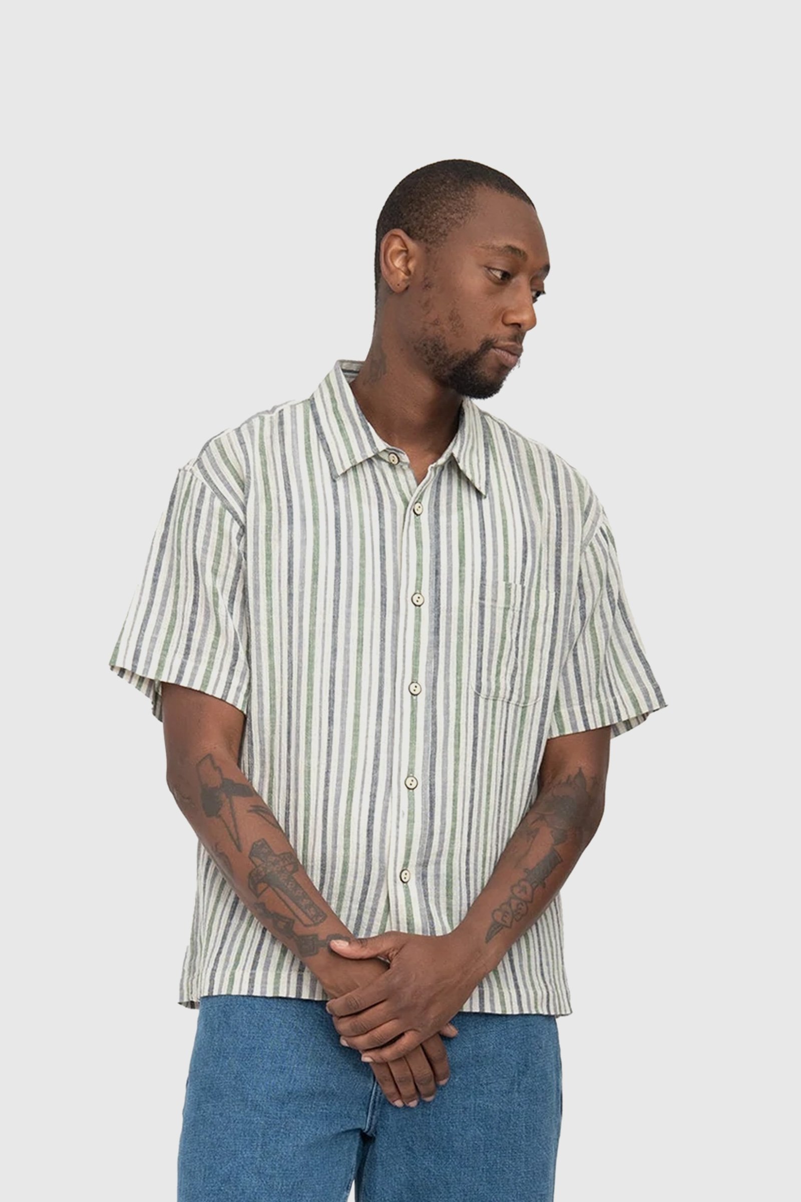 Stüssy Wrinkly Cotton Gauze Shirt Stripe | WoodWood.com