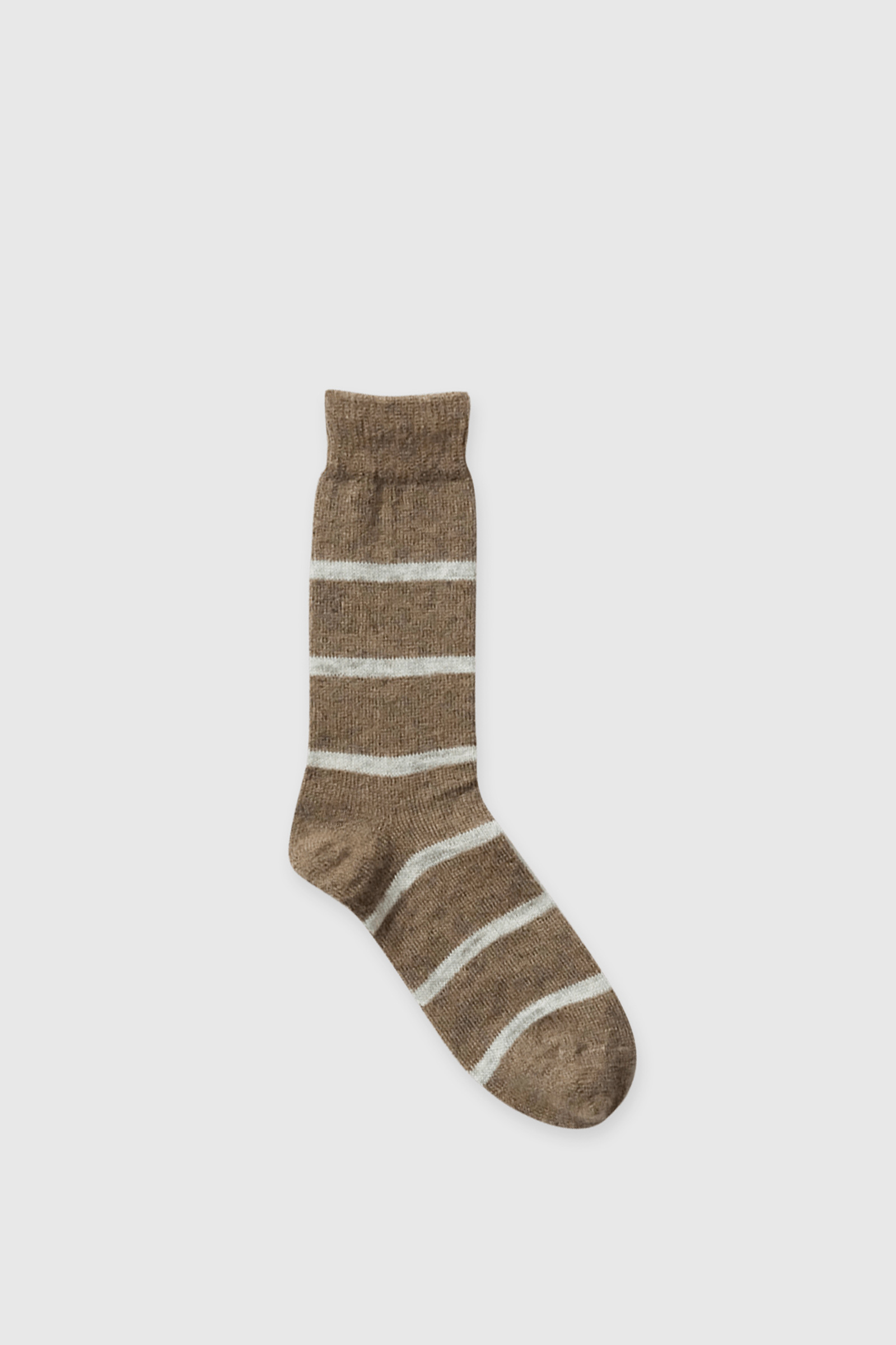 NISHIGUCHI KUTSUSHITA Mohair Wool Border Socks Beige | WoodWood.com