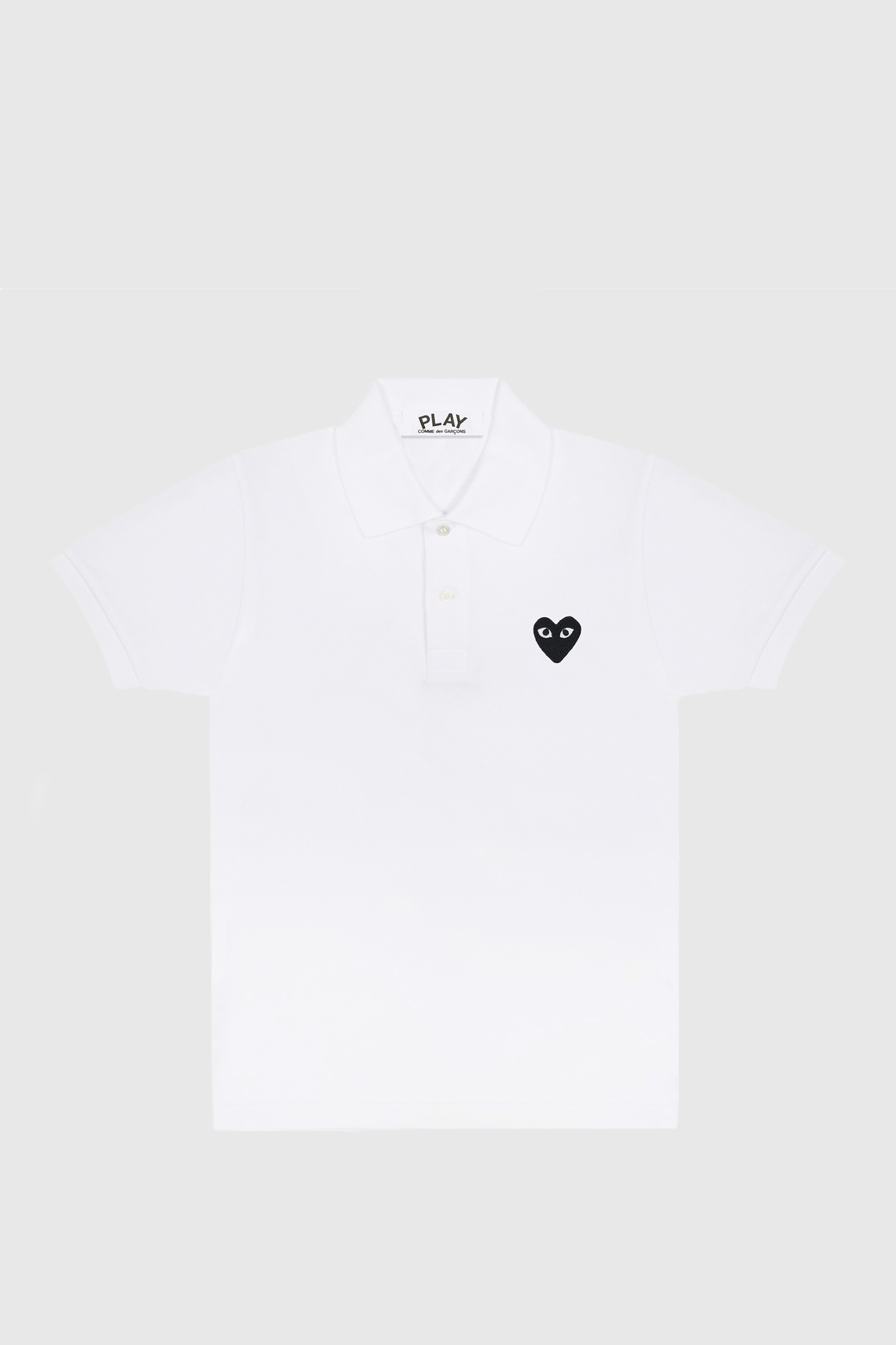 Comme des Garçons PLAY Mens polo with black heart white (b) | WoodWood.com