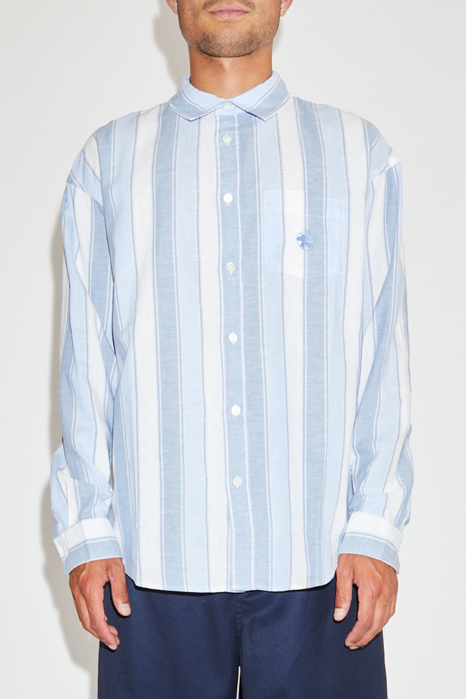 Stüssy Wide Striped Shirt Blue Stripe   WoodWood.com
