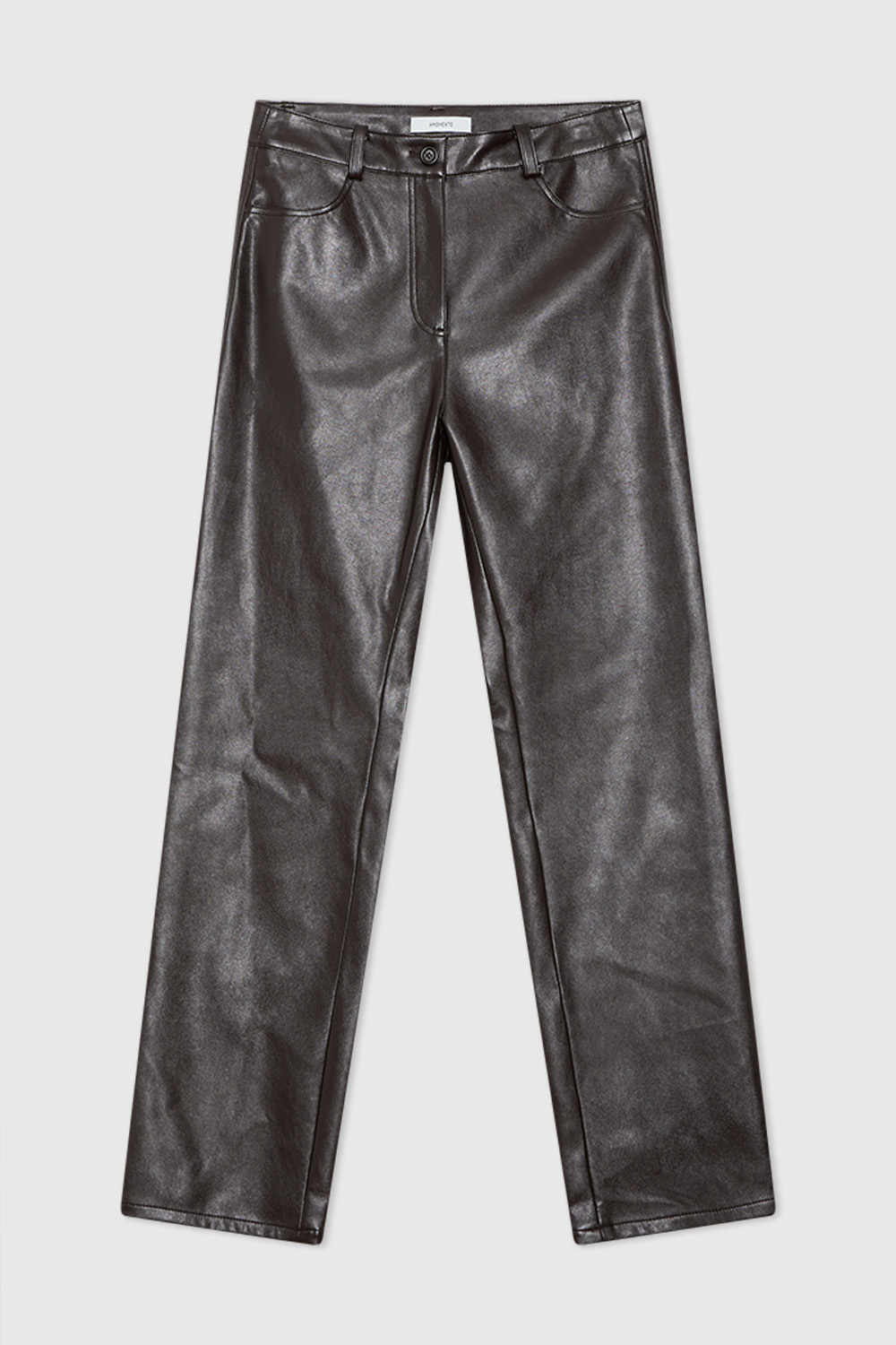 Amomento Vegan Leather Straight Pants Brown | WoodWood.com
