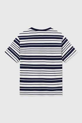 Double A by Wood Wood Ace stripe T-shirt Off-white/navy stripes ...