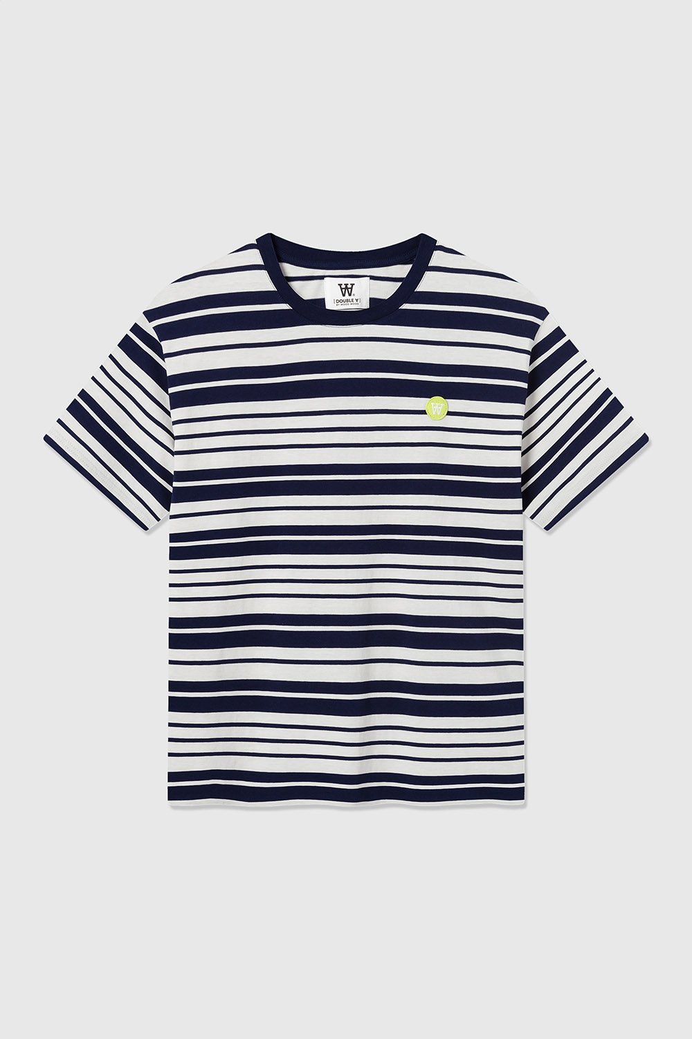 Double A by Wood Wood Ace stripe T-shirt Off-white/navy stripes ...