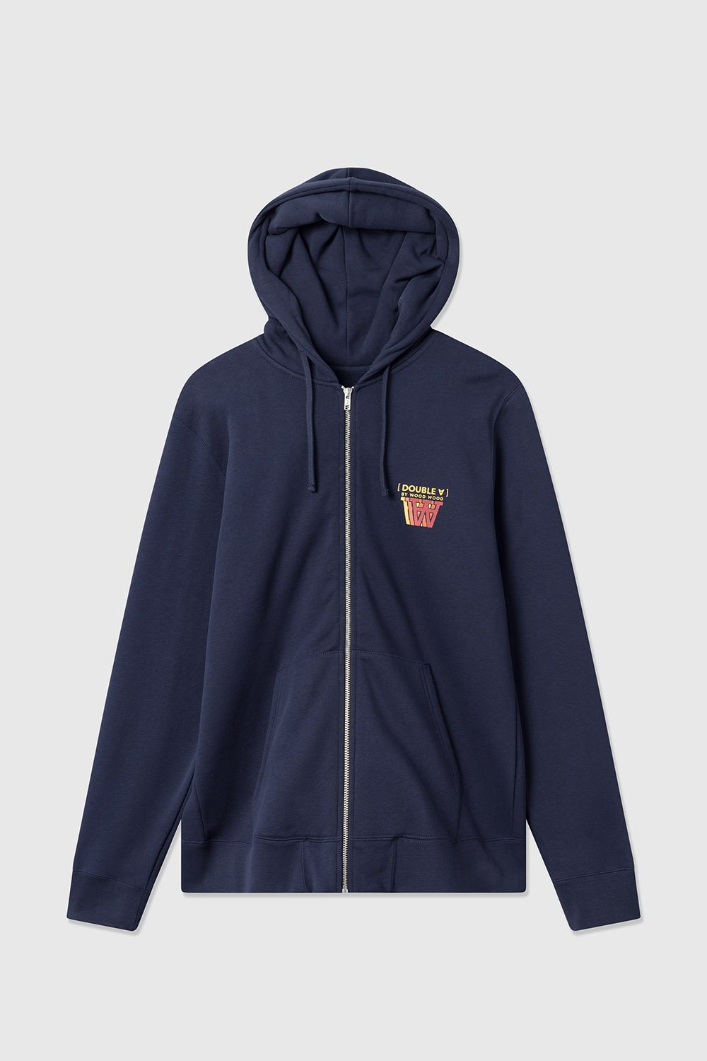 Double A by Wood Wood Zan stacked logo zip hoodie Navy | WoodWood.com