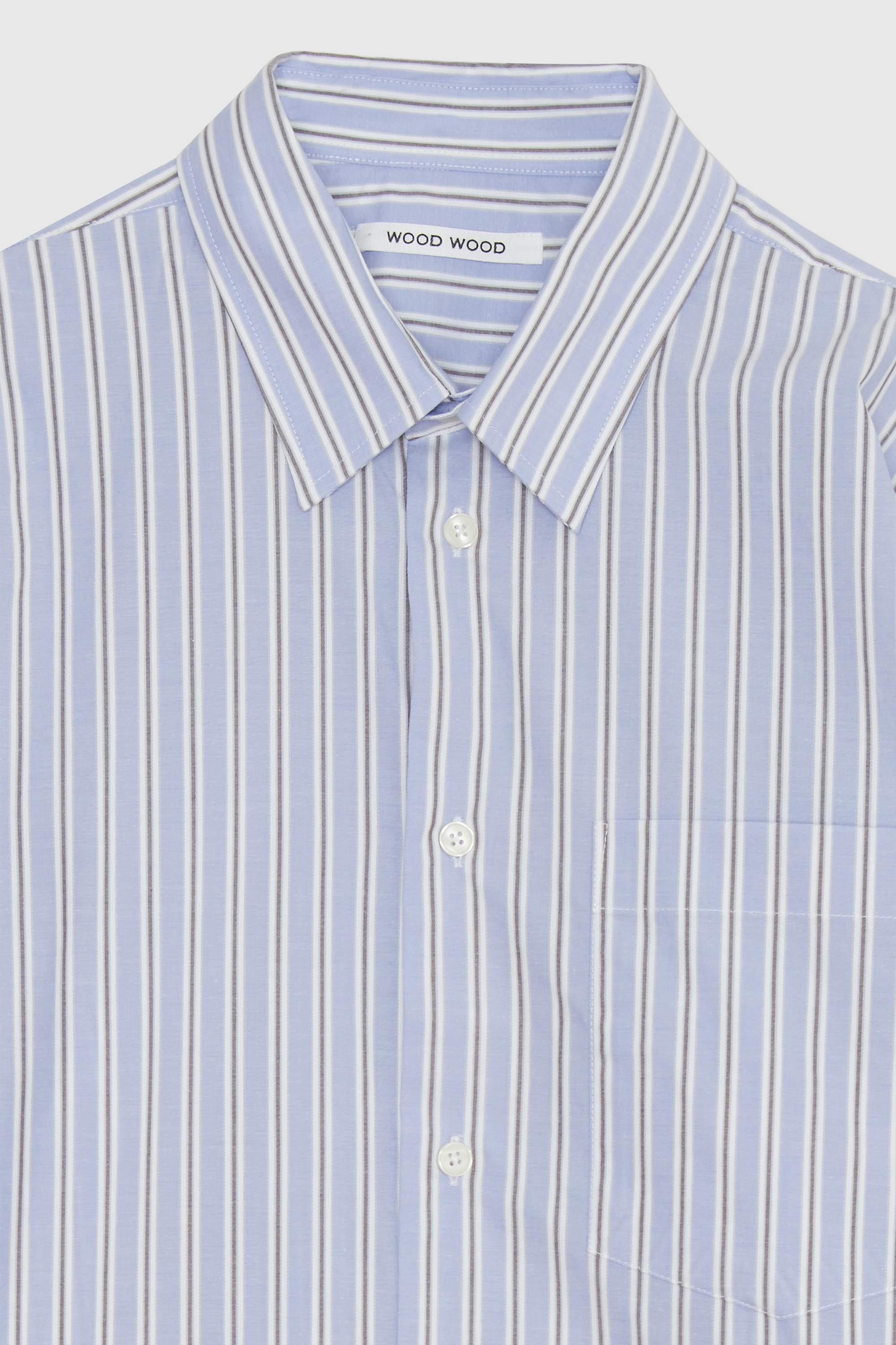 Wood Wood Nico Poplin Shirt Azure blue stripes | WoodWood.com
